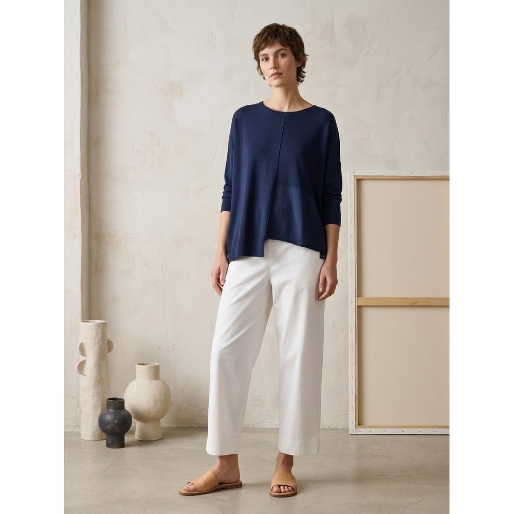 Oska White Stretch Cotton Straight Leg Trousers Size 3 Regular Made in Europe